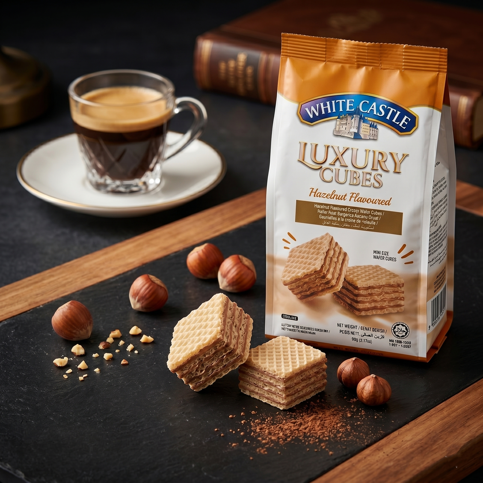 White Castle Luxury Hazelnut Cream Wafer Rolls
